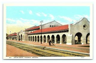 Vintage Postcard Union Depot Phoenix Arizona J0