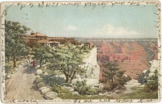 Grand Canyon,  Az Arizona 1909 Postcard,  Hotel El Tovar,  By Fred Harvey