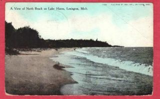 Lexington Michigan Postcard North Beach Sanilac Co Lake Huron Mi Resort Pm 1909