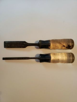 2 Vintage Sears Craftsman Wood Chisels,  1/4 " & 3/4 "