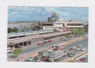 Vintage Congonhas Airport Brasil Postcard Rppc World Stamps Cancel 1974
