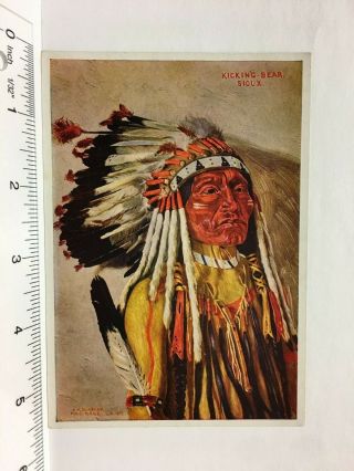 Postcard Kicking Bear Sioux Chief Burbank Painting American Indian Museum Print
