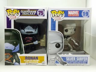 Set Of 2 Funko Pop Ronan (near) 75 And Silver Surfer 19 (protector)