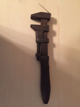 Vintage Adjustable Monkey/pipe Wrench With Wood Handle
