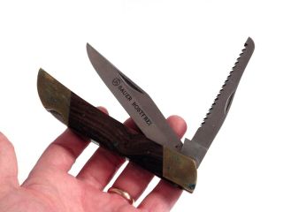 Vintage Rare Hunting Knife Sauer Rostfrei Pocket Knife With Leather Case