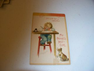 Vintage Postcard Boy With Dog Desk Clapsaddle? Iapc 1909 International Art 831