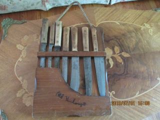 Rare Old Hickory 7 Piece Knife Set With Wooden Holder