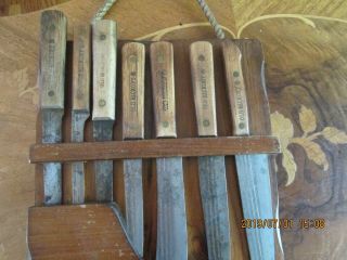 RARE OLD HICKORY 7 PIECE KNIFE SET WITH WOODEN HOLDER 2