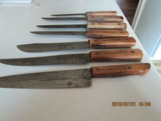 RARE OLD HICKORY 7 PIECE KNIFE SET WITH WOODEN HOLDER 4