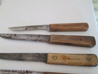 RARE OLD HICKORY 7 PIECE KNIFE SET WITH WOODEN HOLDER 7