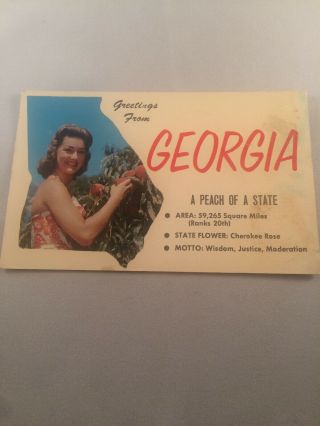 Vintage Georgia Postcard Atlanta A Peach Of A State 1960