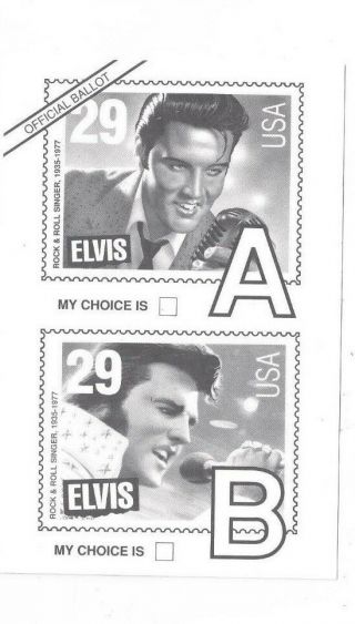 1993 Vintage Elvis Presley Post Card Usps Advertising Ballot For Stamp Design