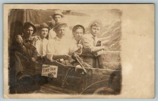 Hutchinson Ks Kansas State Fair 6 Young Men In Vintage Auto Cigars 1909 Rppc