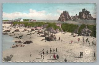 Guisseny—finistere Rppc Plage Photo—rare Vintage French Hand - Colored Photo 1960