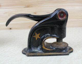 Vintage Cast Iron Paper Embossing Seal Press With Gold Star