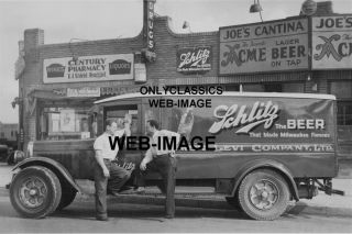1933 Old Schlitz Beer Truck Acme Lager On Tap Sign Photo Joe 