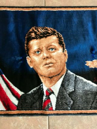 Vintage 1960 ' s JFK PRESIDENT JOHN F.  KENNEDY Tapestry Wall Hanging Rug - RARE 3