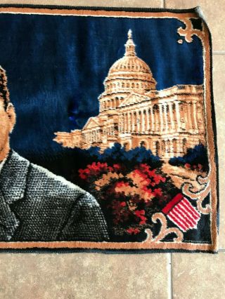 Vintage 1960 ' s JFK PRESIDENT JOHN F.  KENNEDY Tapestry Wall Hanging Rug - RARE 4