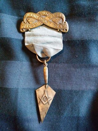June 1907 Masonic Medal - Washington State Grand Lodge Freemasons - Met Tacoma