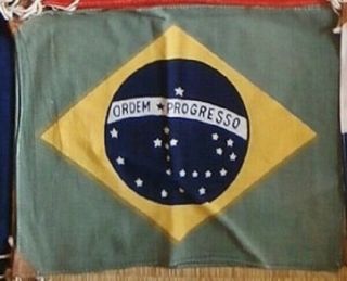 Vintage 1940s Post War Ww2 Brazil Banner Flag