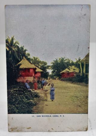 Vintage 1916 Postcard San Nichola Cebu Philippine Islands World War 1 Era