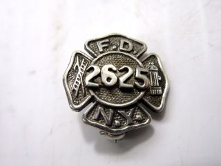 Vintage Sterling Fire Department City Of York Fdny 2625 Lapel Pin Pinback