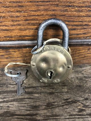 Vintage Master Lock Co.  No.  48 - Padlock - Made In The U.  S.  A.  - With Key