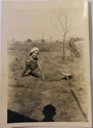 Vintage Old 1946 Photo of Preteen Girl Posing in Moms Shoes Trying to Look Older 2