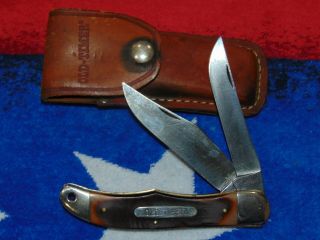 Vintage Old Timer Schrade Made In Usa 250t 2 Blade Folding Pocket Knife,  Sheath