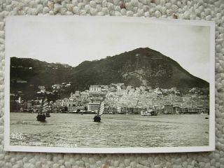 Rppc - Hong Kong From The Harbour - Sailing Ships - Hillside - Postally To America