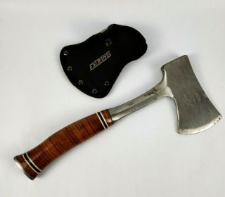Vintage Estwing 26 Oz Camping Axe/hatchet With Leather Grip Made In Usa & Sheath