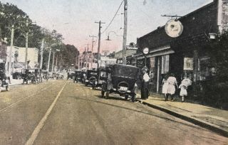 Antique Hand Tinted Photo Postcard Port Washington Long Island Ny Main Street