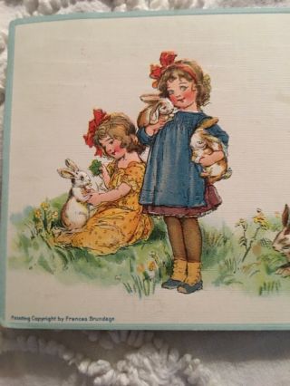 Antique Frances Brundage Postcard Easter Greetings Embossed Bunnies Rare One