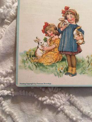 Antique Frances Brundage Postcard Easter Greetings Embossed Bunnies RARE ONE 2