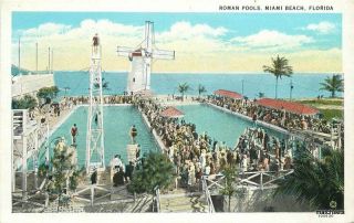 1920s Miami Beach Florida Roman Pools West Teich Postcard 11490
