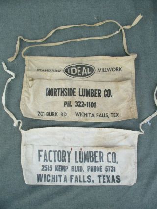 Vintage Canvas Northside & Factory Lumber Co Nail Pouch Apron Wichita Falls,  Tx.
