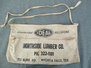 VINTAGE CANVAS NORTHSIDE & FACTORY LUMBER CO NAIL POUCH APRON WICHITA FALLS,  TX. 2