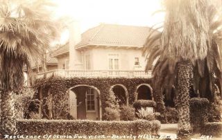 Rppc Actress Gloria Swanson Residence Beverly Hills,  Ca C1940s Vintage Postcard