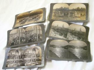 6 Antique Keystone Stereoscope Stereoview Cards - Wisconsin Estate Find