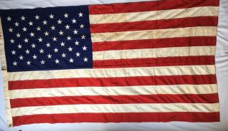 Vintage 50 Star American Flag 3’ X 5’ Bulldog Bunting Dettras Flag Cotton Stitch