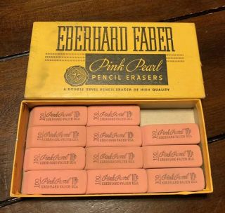 Vintage Eberhard Faber Pink Pearl Pencil Erasers Nos Box Pink Pearl 100