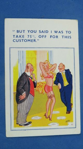 Risque Comic Postcard 1949 Nylons Stockings Garter Knickers 75 Off Shop Store