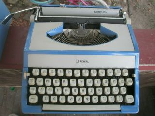 Vintage Royal Mercury Blue And White Typewriter