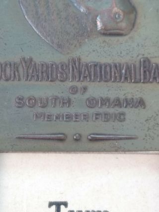 Vintage Stock Yard National Bank Rotating Calendar Pat.  Aug.  21,  1928 South Omaha