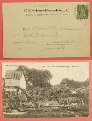 1907 French Indo China Vietnam Saigon Cancel Mill View Postcard