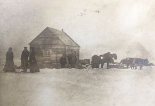 1890’s Winter Farm Scene Sleigh Wagon Horse Cows Cabinet Card Photo Mansfield Oh