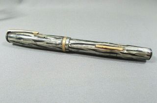 Vintage Wearever Fountain Pen,  Marbled Black & Silver Gray,  Lever - Fill
