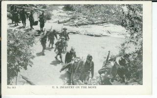 Ch - 215 U.  S.  Army Infantry On The Move,  Wwii Era Chrome Postcard