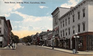 E86/ Carrollton Ohio Postcard Carroll Co C1910 Main Street West Stores 4