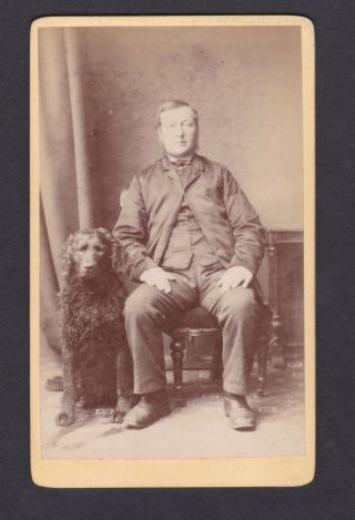Cdv Photo Of A Gentleman And His Dog